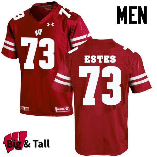 Wisconsin Badgers Men's #73 Kevin Estes NCAA Under Armour Authentic Red Big & Tall College Stitched Football Jersey KS40E80MJ